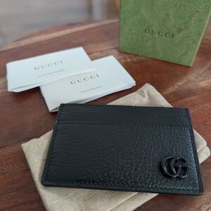 NWT Authentic Gucci Black Textured Leather Card Holder